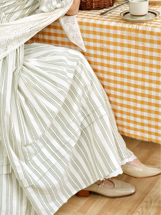 Sophia's Pastoral Green Stripe Dress