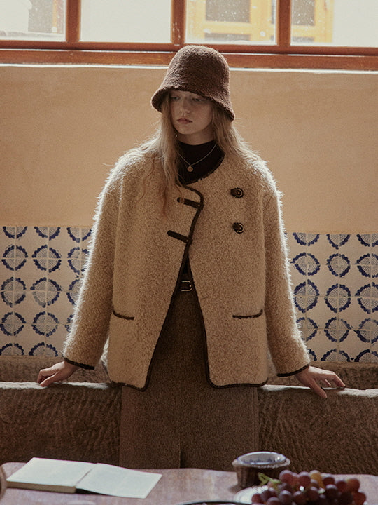 Cozy Bouclé Wool Toggle Jacket