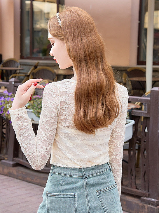 Delicate Lace Long-Sleeve Top