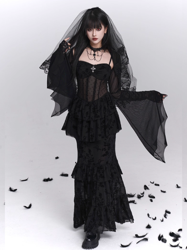 Gothic Tiered Lace Corset Dress