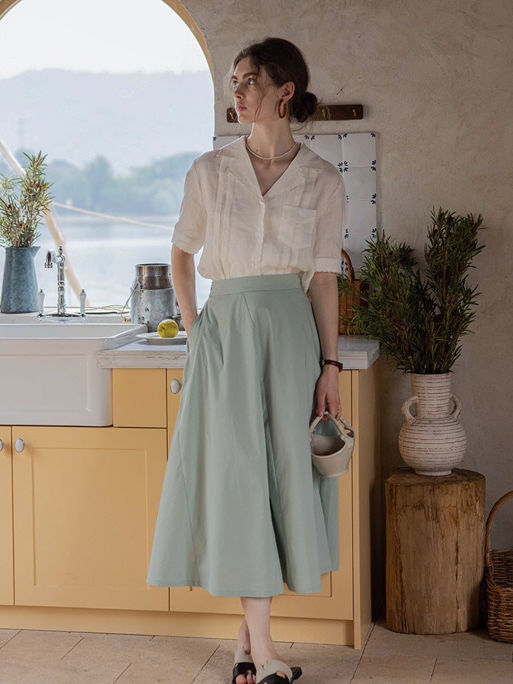 Sophia's Green Linen Blouse