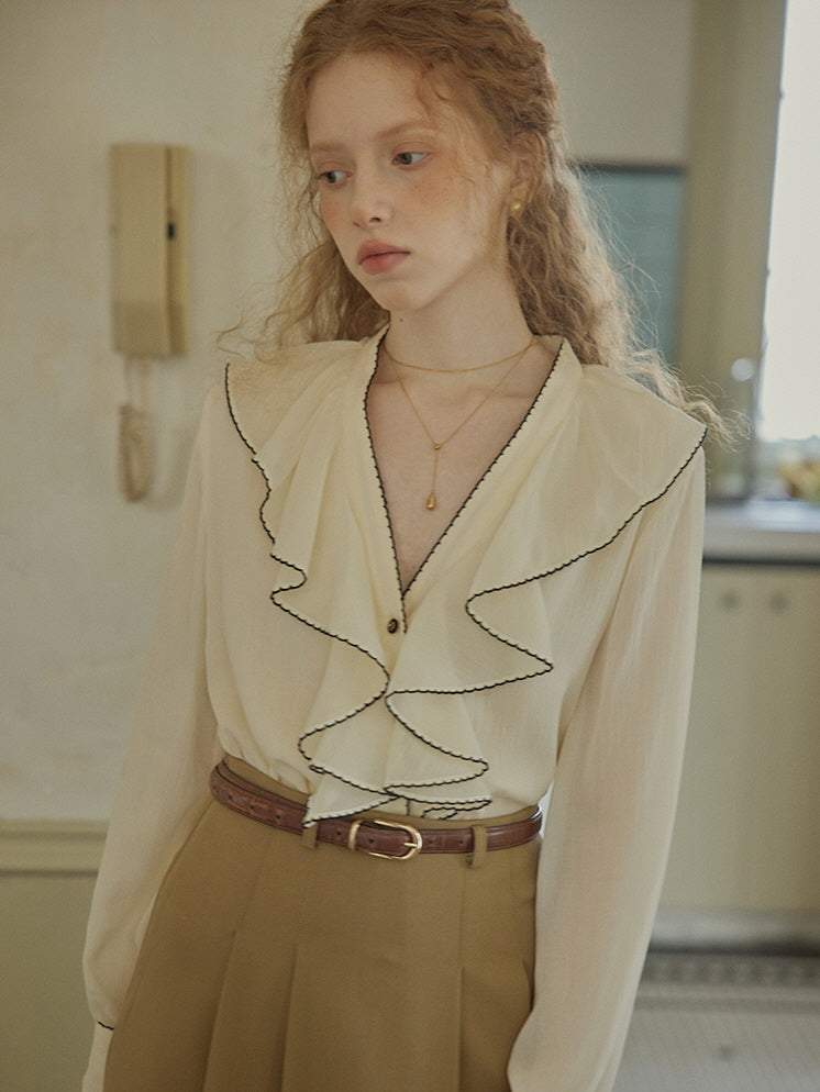 Timeless Ruffle Edge Vintage Blouse