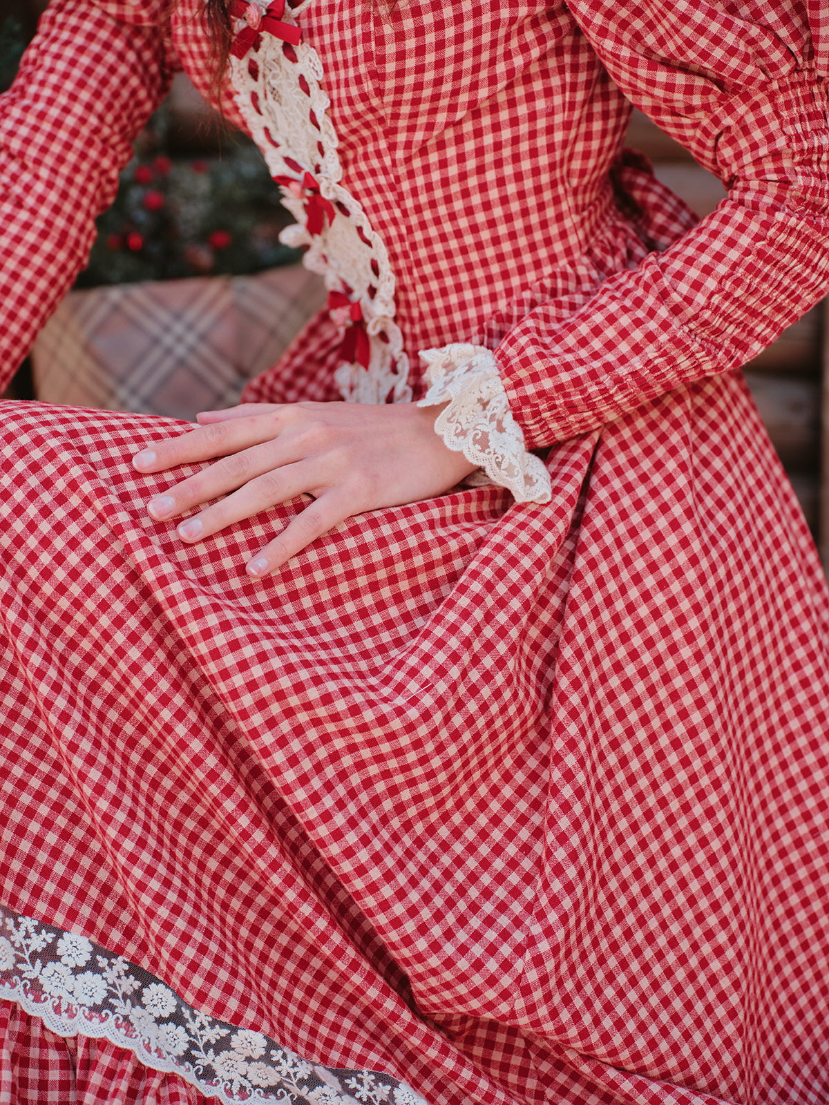 Vintage Cottagecore Red Gingham Dress