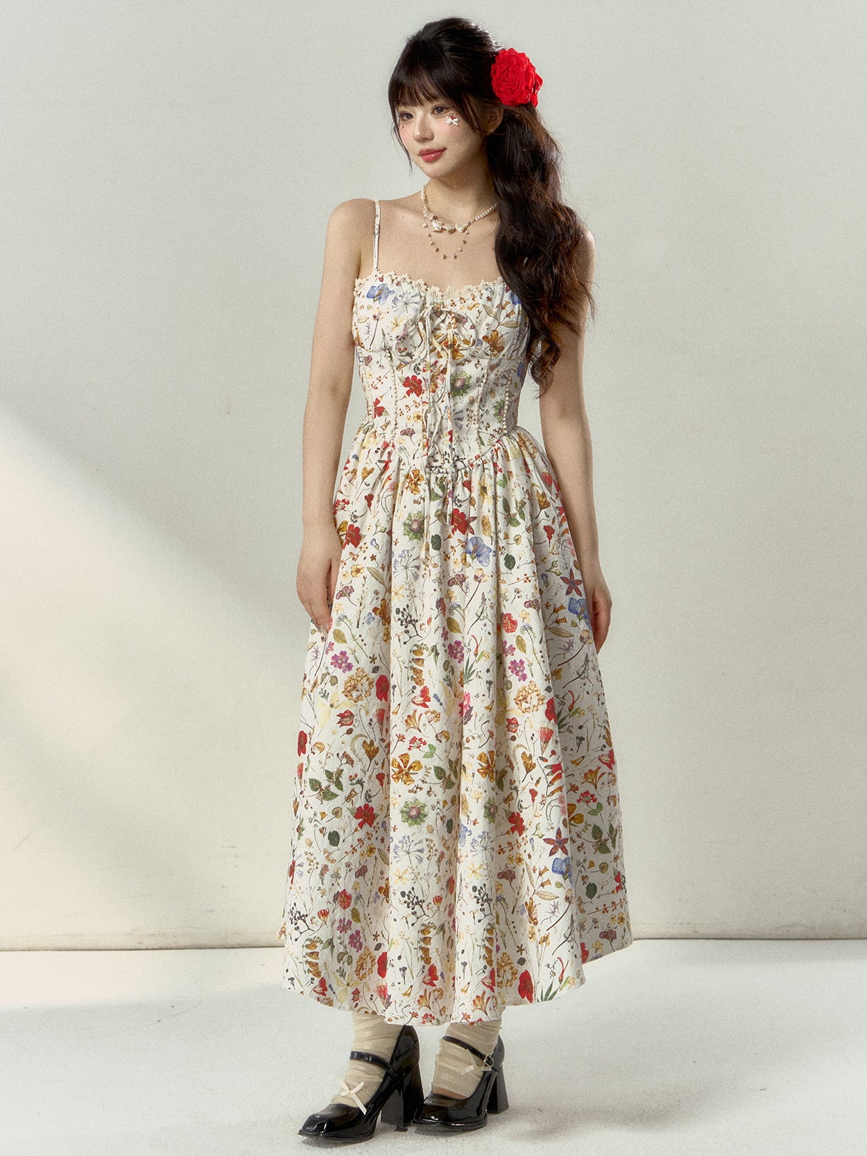 Whimsical Vintage Botanical Corset Dress