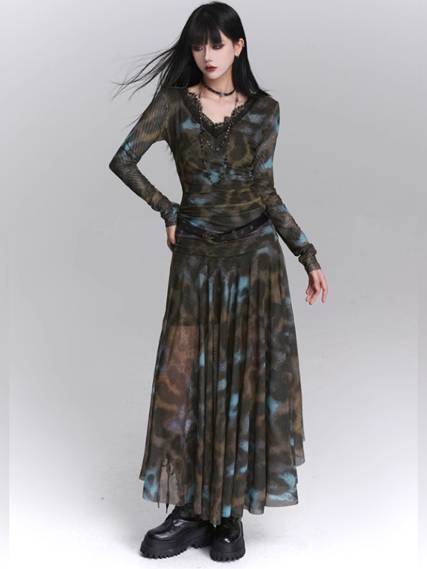 Forest Mist Lace Maxi Dress