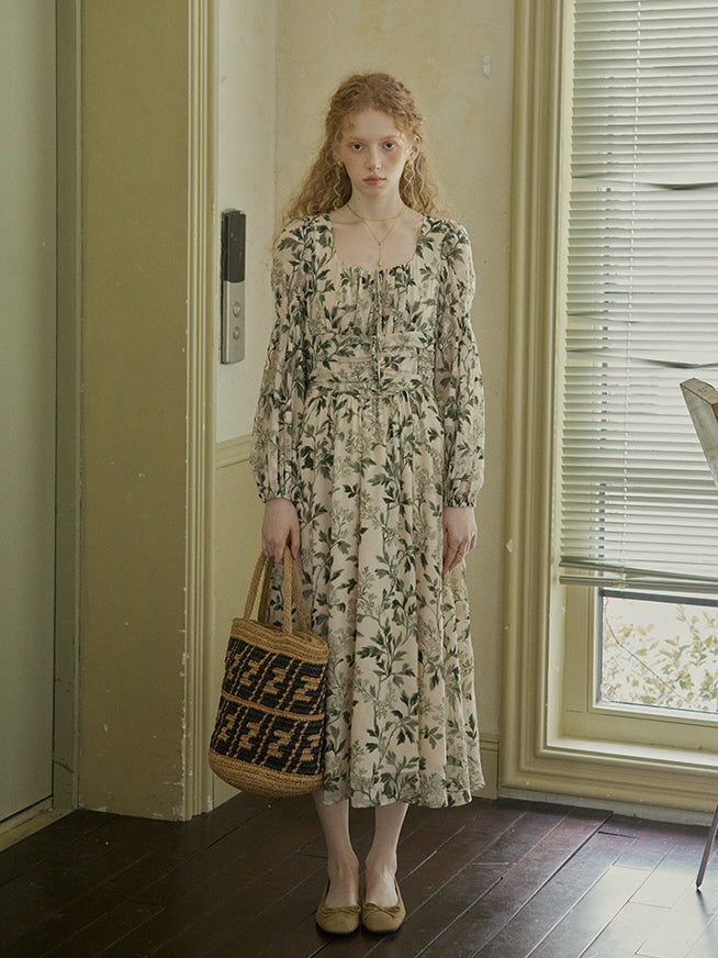 Vintage Botanical Elegance Dress