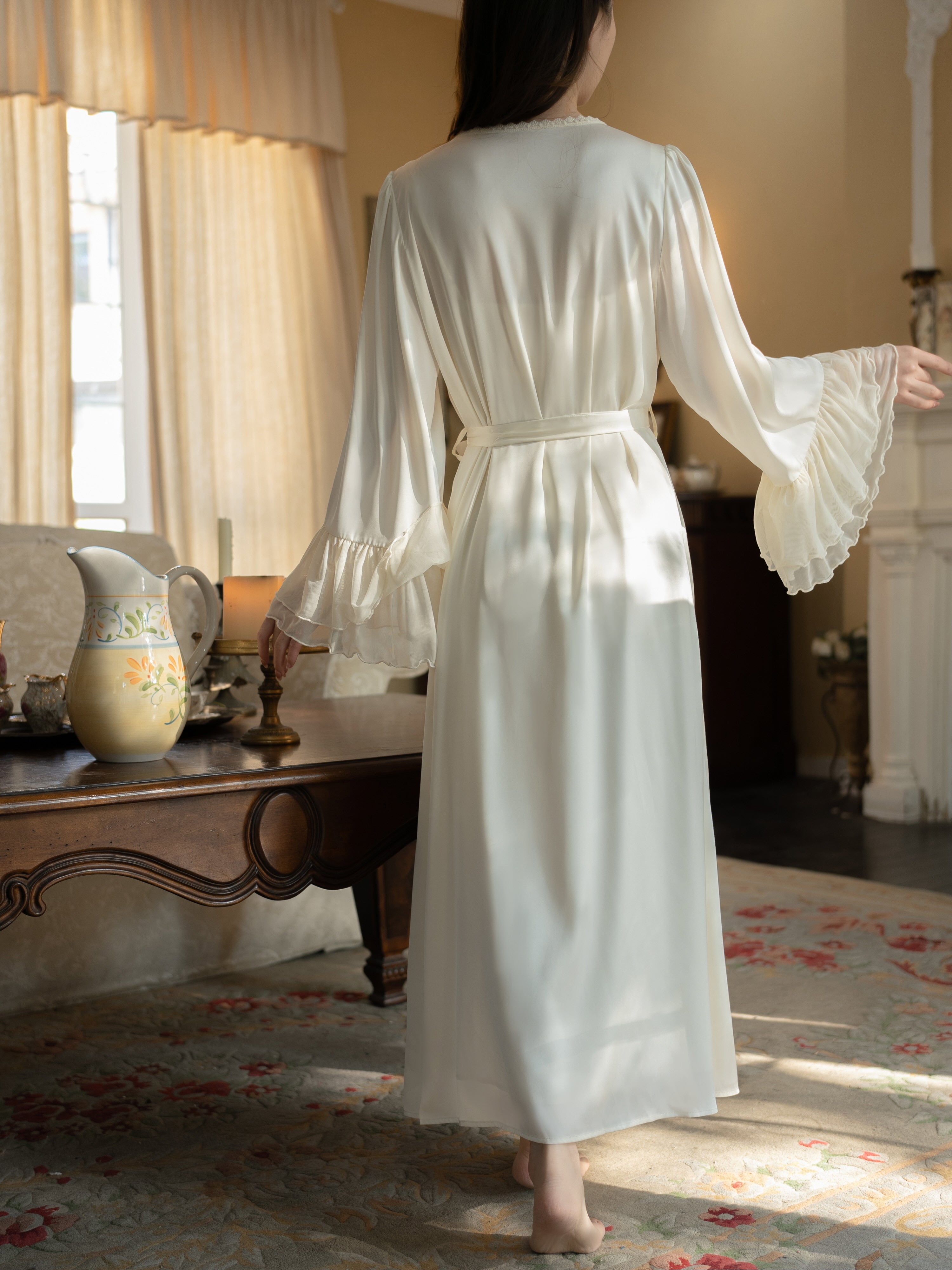 Princess Rose Lace Lounge Gown Set