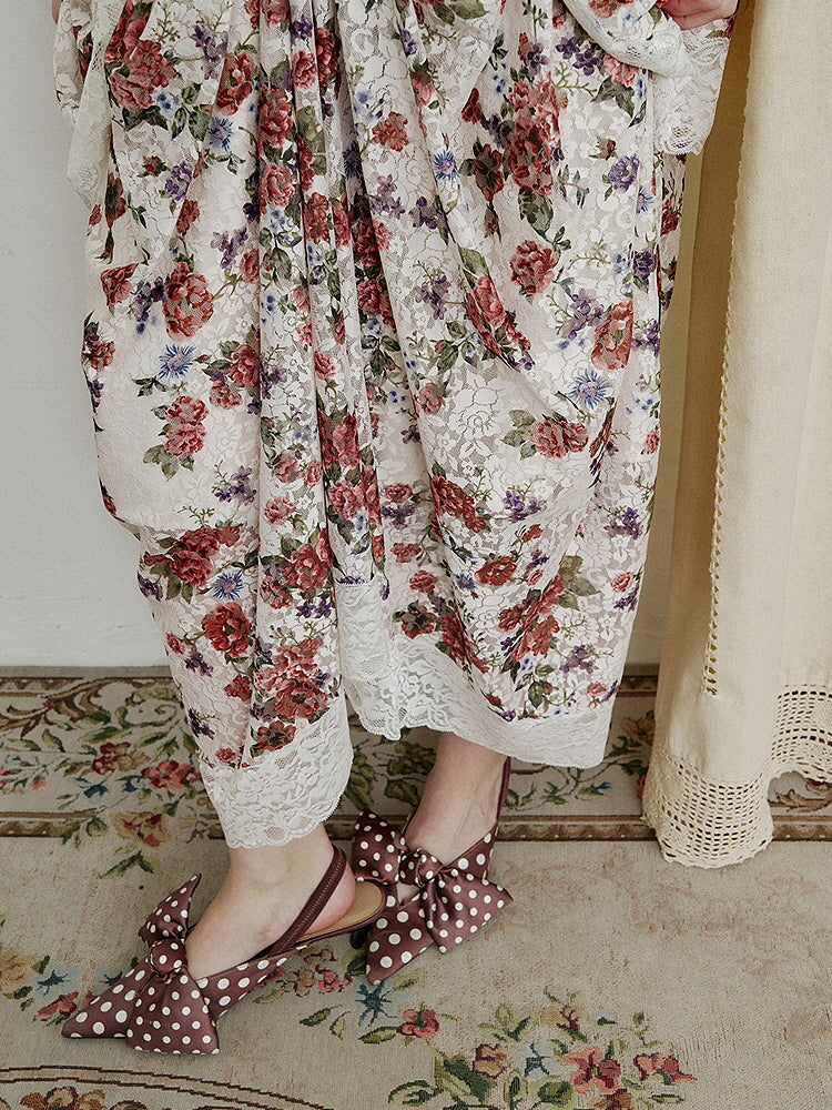 Fairytale Rose Draped Lace Dress