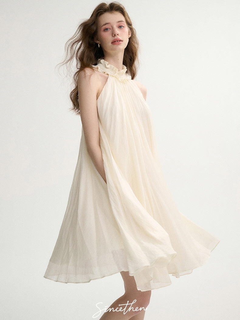 Ethereal Ruffle Halter Dress