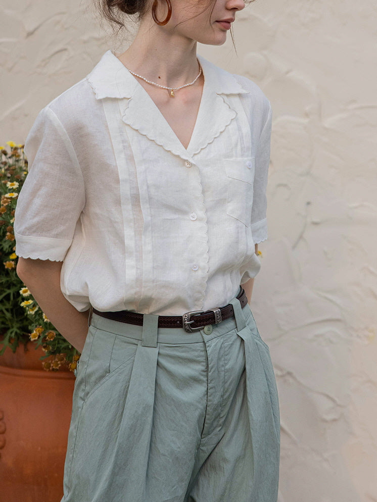 Sophia's Green Linen Blouse