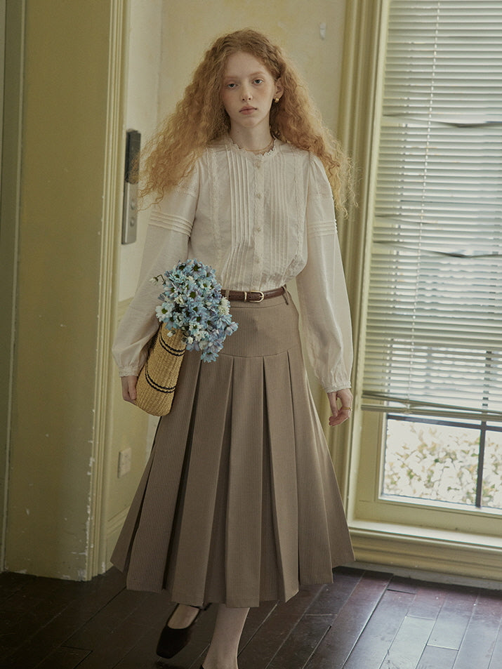 Romantic Vintage Pintuck Lace Blouse