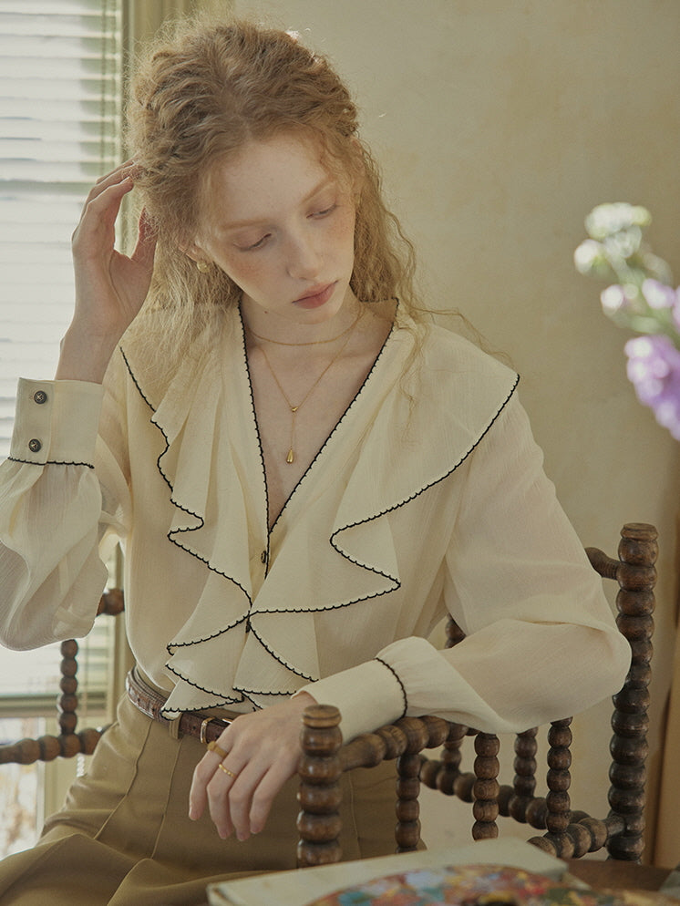 Timeless Ruffle Edge Vintage Blouse