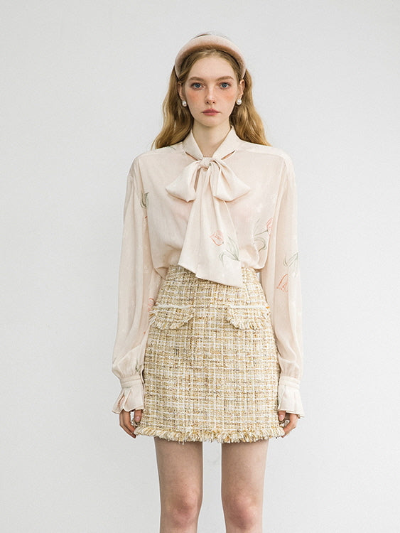 Romantic Tulip Bow-Tie Blouse