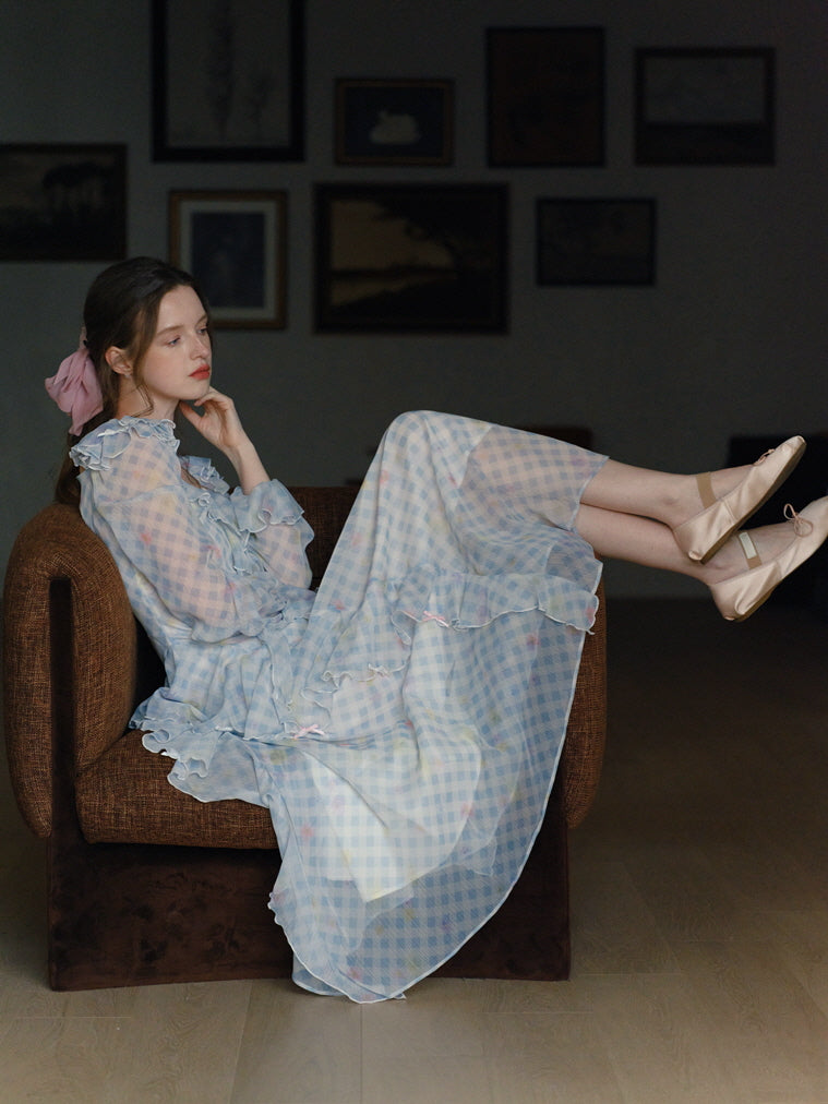 Blue Gingham Ruffle Dream Dress