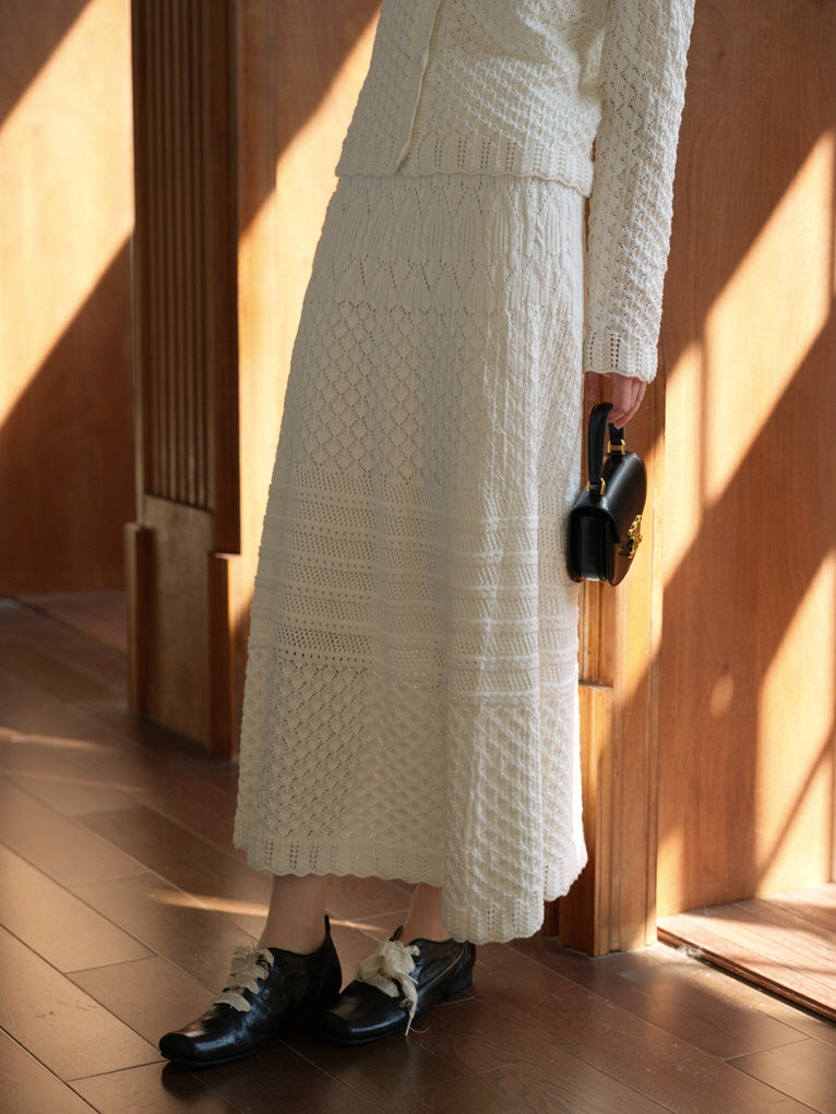 Ethereal Textured Knit Maxi Skirt