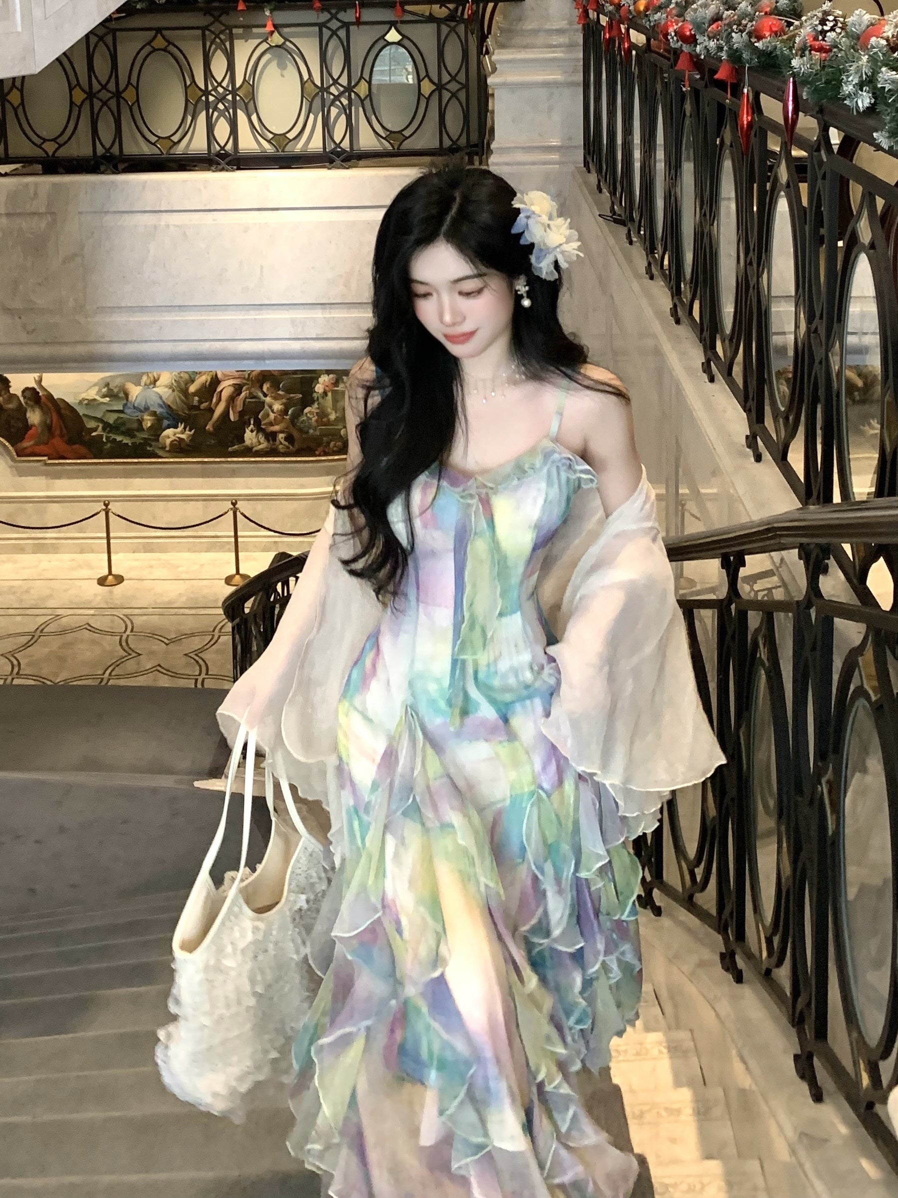 Ethereal Watercolor Ruffle Gown