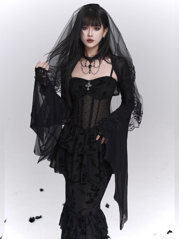 Gothic Tiered Lace Corset Dress