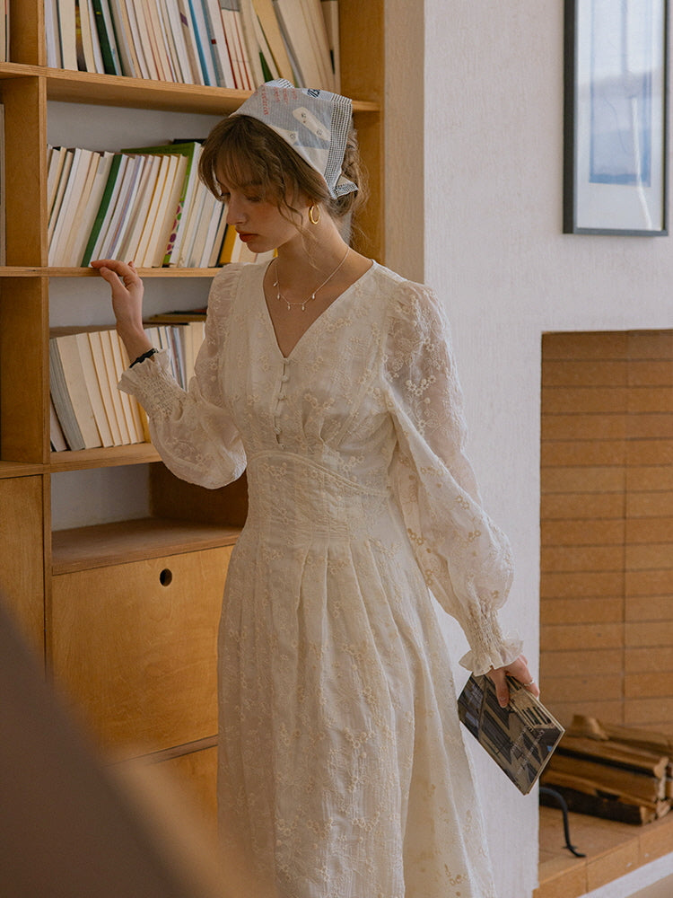Vintage Embroidered Long Sleeve Dress