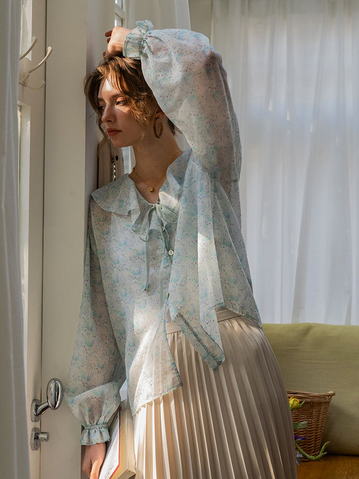 Ethereal Watercolor Sheer Blouse