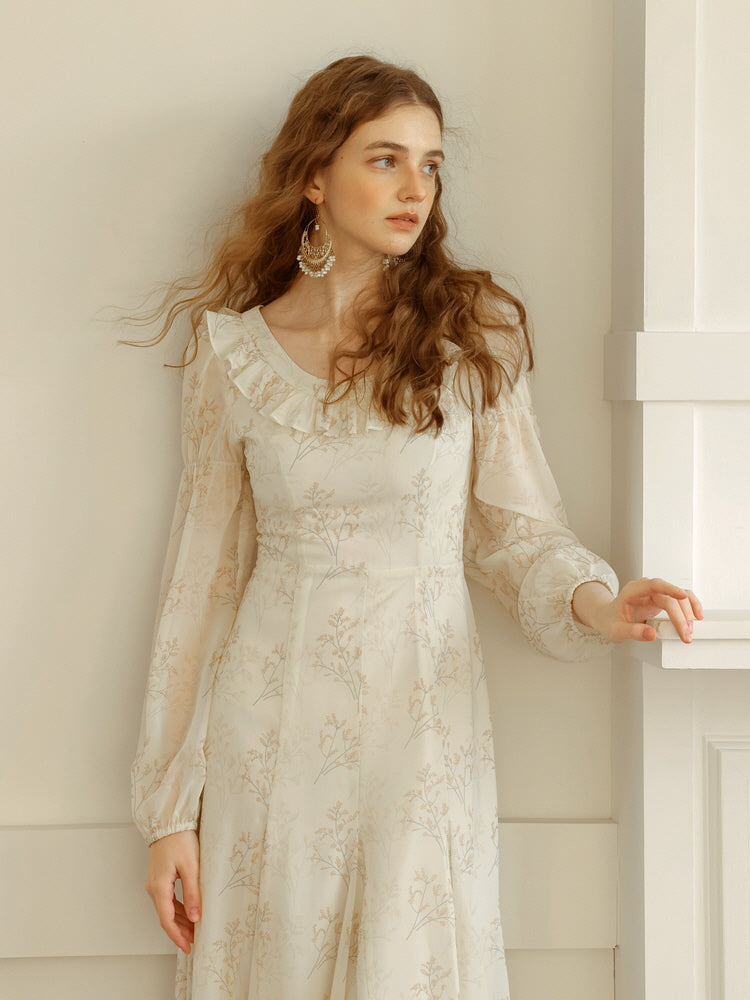 Vintage Floral Ruffled Fairycore Dress