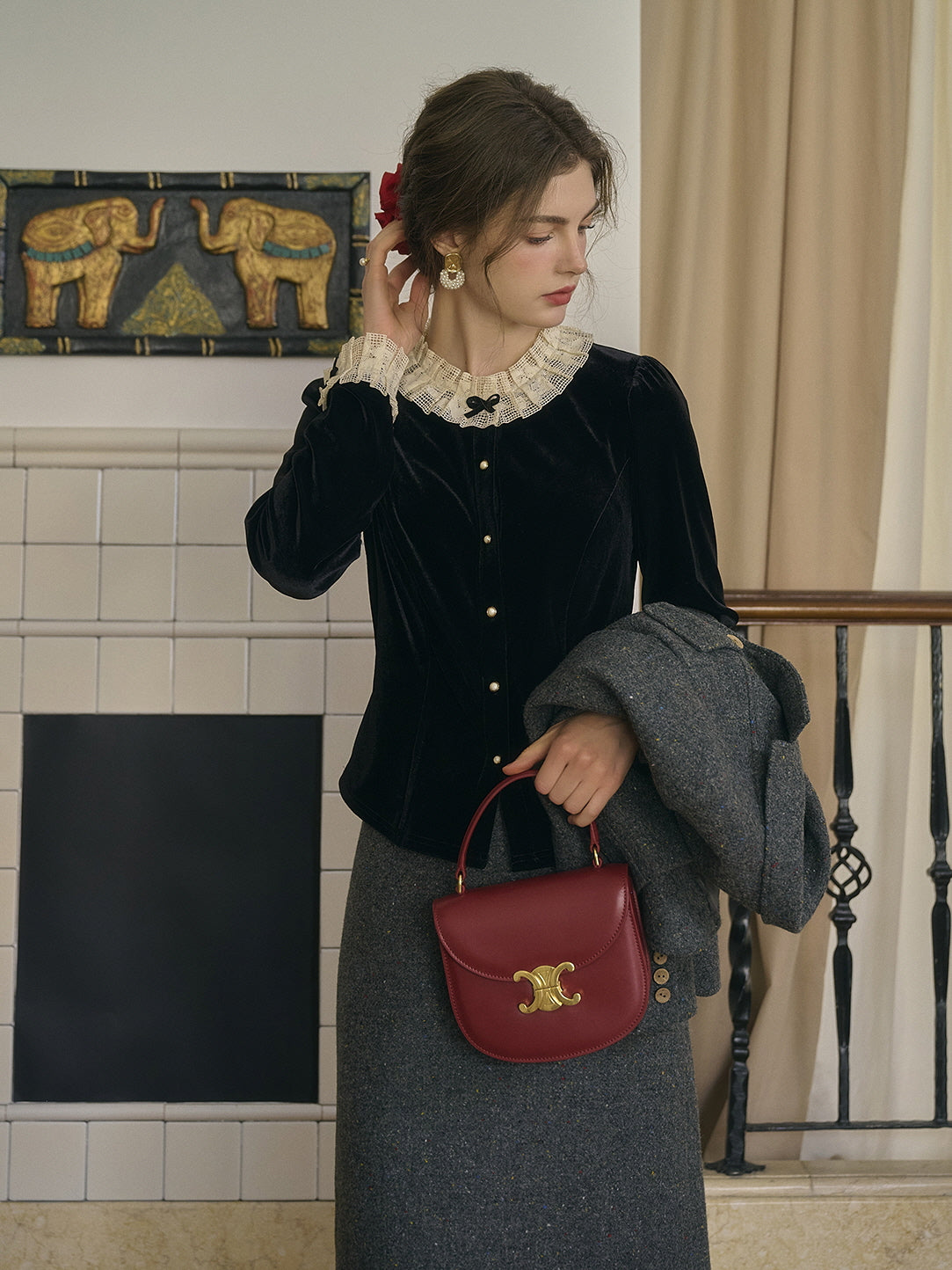 Velvet Elegance Vintage Blouse