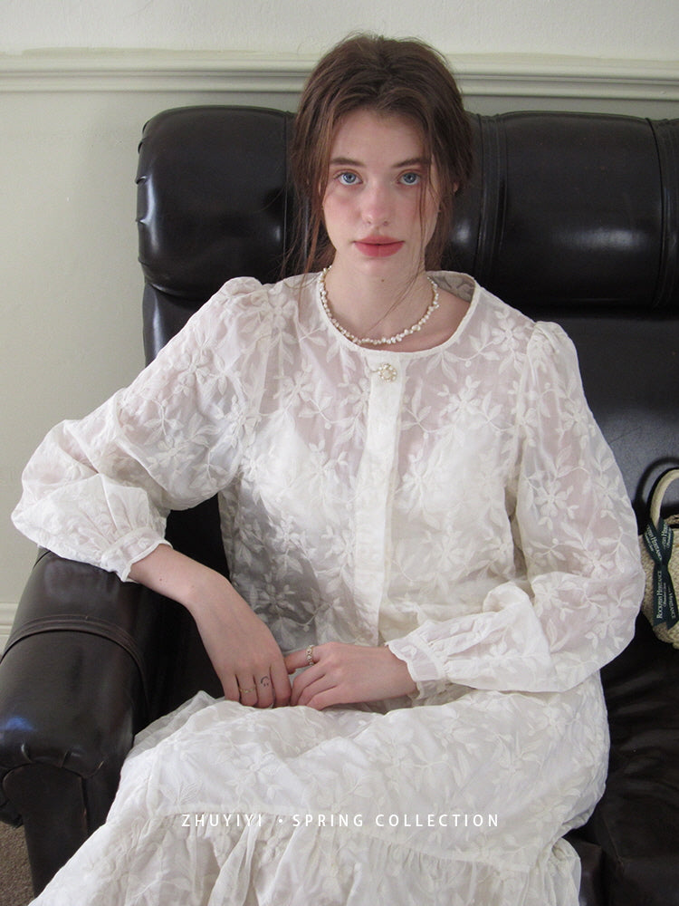 Vintage Floral Embroidered Top & Skirt