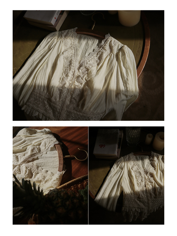 Ethereal Lace Embroidered Vintage Blouse