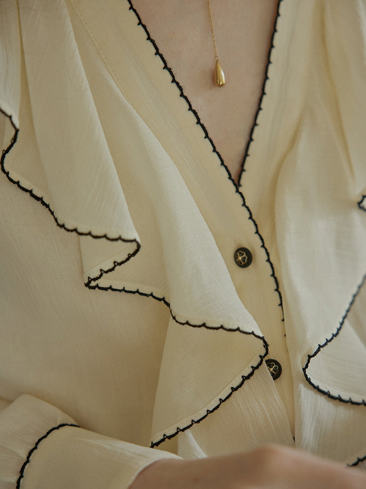 Timeless Ruffle Edge Vintage Blouse