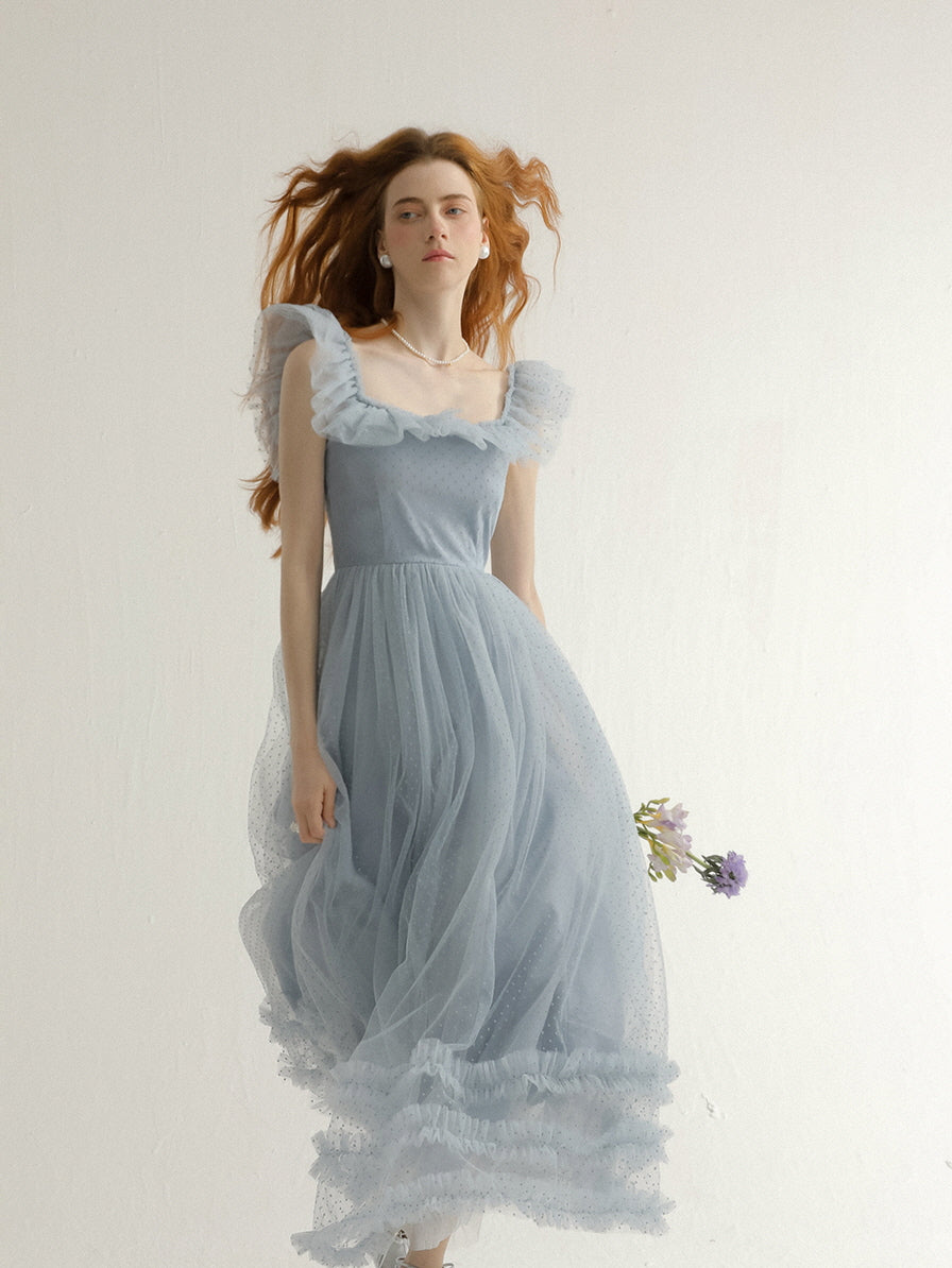 Fairy Ruffle Light Blue Tulle Dress
