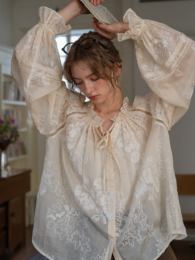 Ethereal Embroidered Lace Blouse