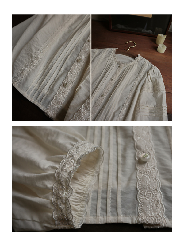 Romantic Vintage Pintuck Lace Blouse
