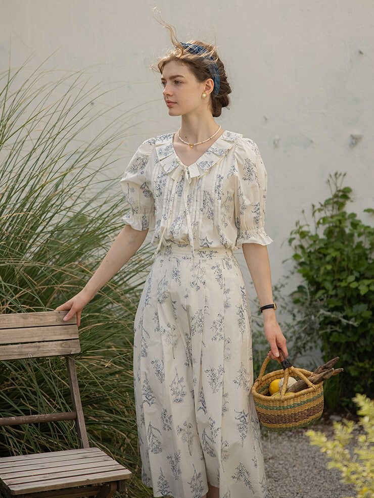 Emma's Sky Blossom Cottage Blouse