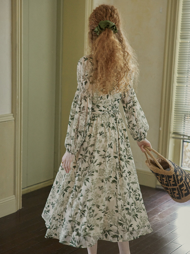 Vintage Botanical Elegance Dress