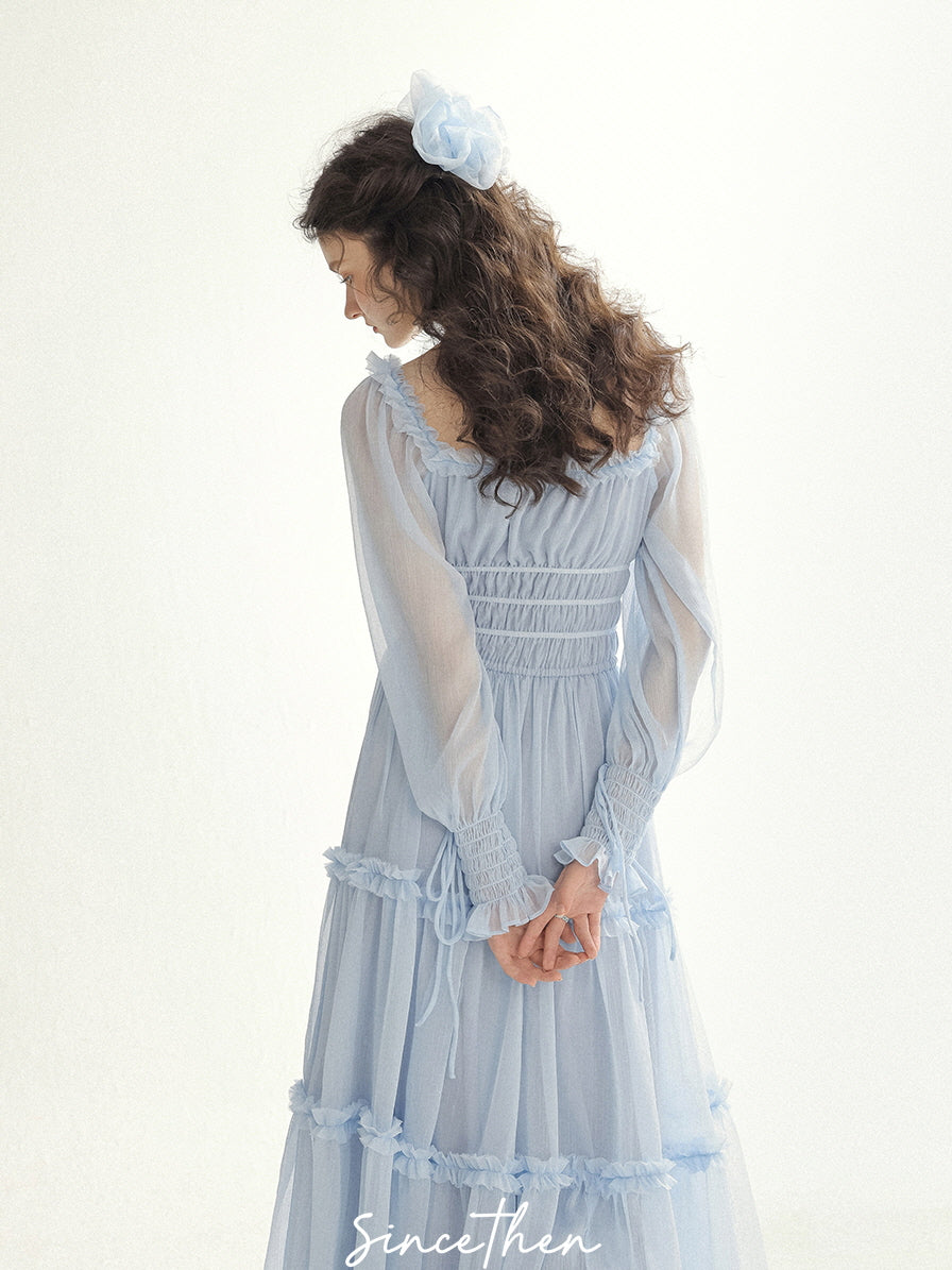 Fairy Light Blue Cloud Ruffle Dress