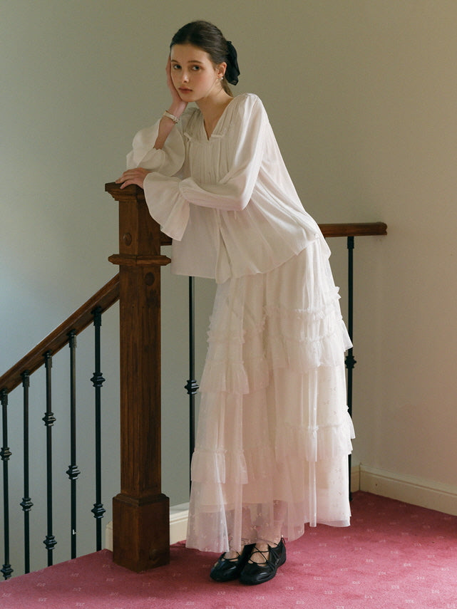 Ethereal Layered White Tulle Skirt