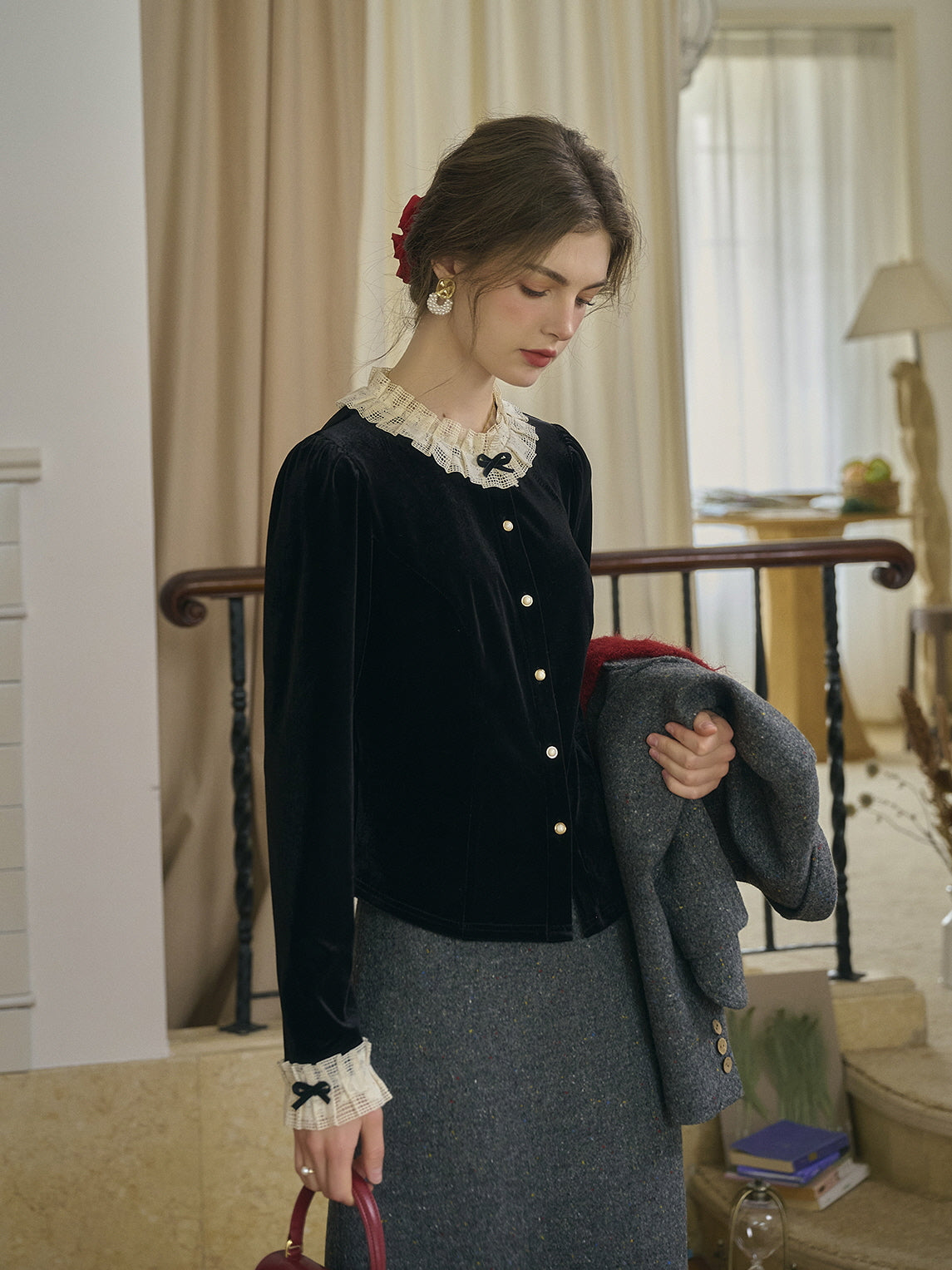 Velvet Elegance Vintage Blouse