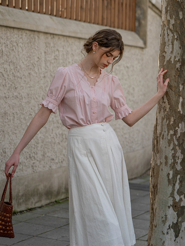Emma's Romantic Pink Collar Blouse