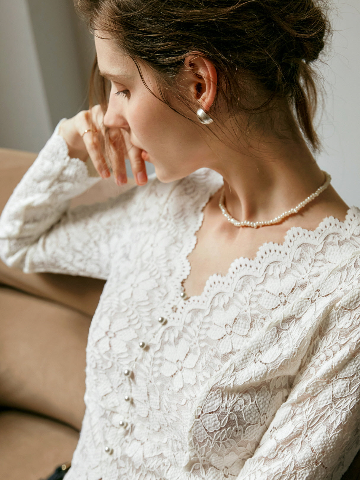 Elegant Lace Button Blouse