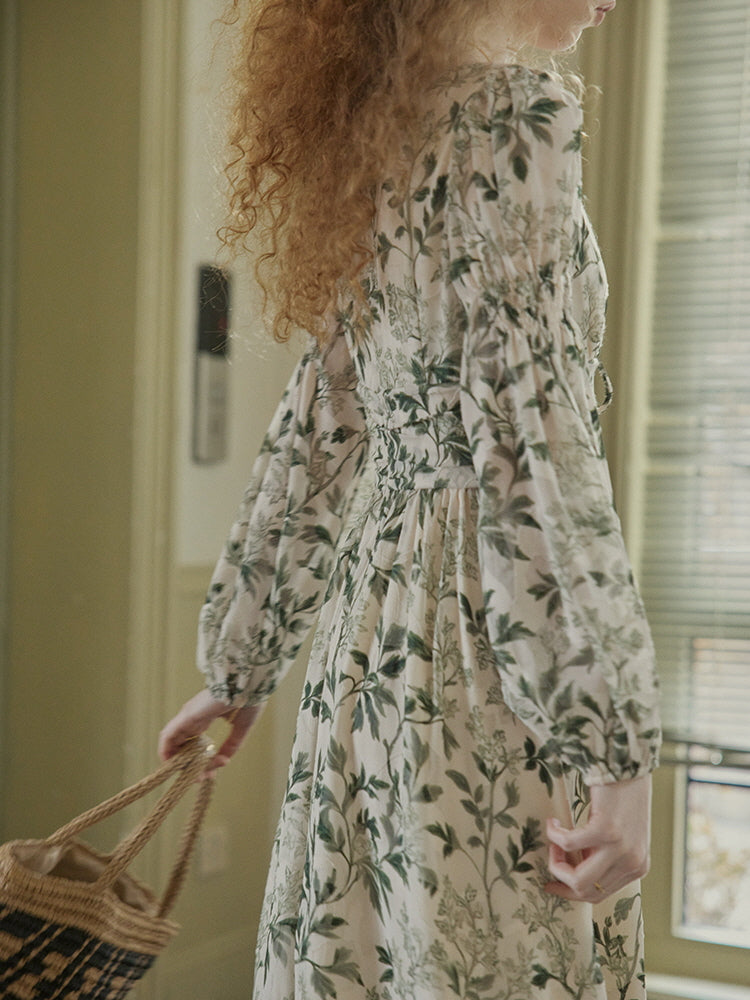 Vintage Botanical Elegance Dress