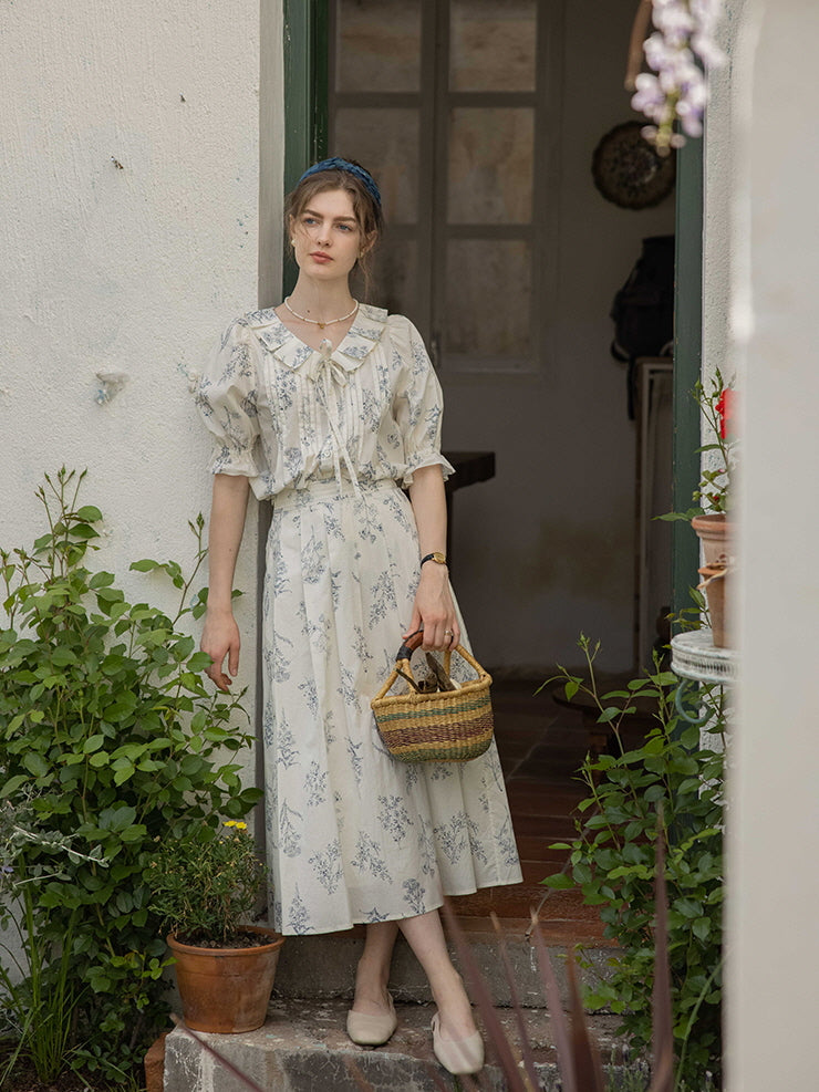 Emma's Sky Blossom Cottage Blouse