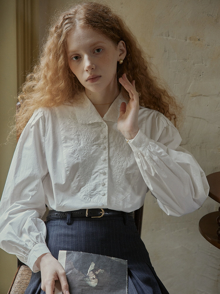 Embroidered Victorian Cotton Blouse