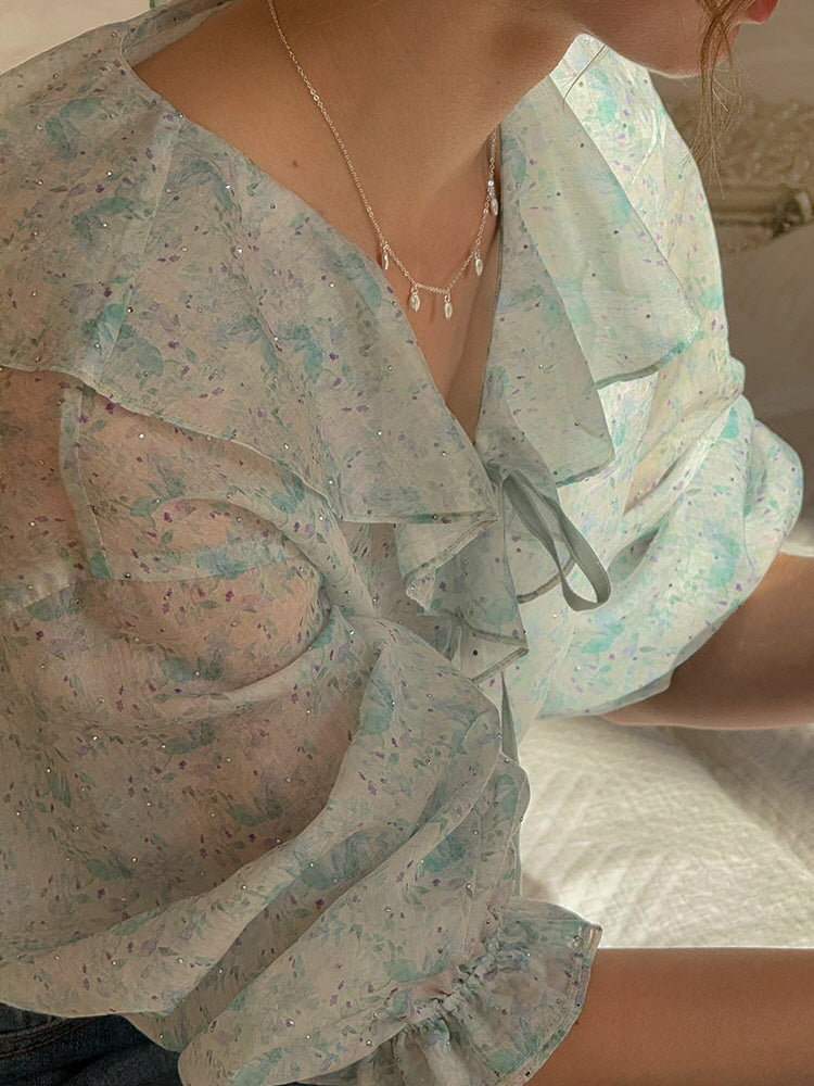 Ethereal Watercolor Sheer Blouse