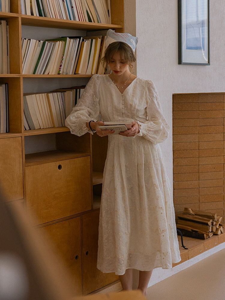 Vintage Embroidered Long Sleeve Dress