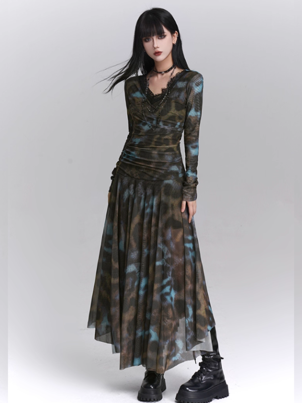 Forest Mist Lace Maxi Dress
