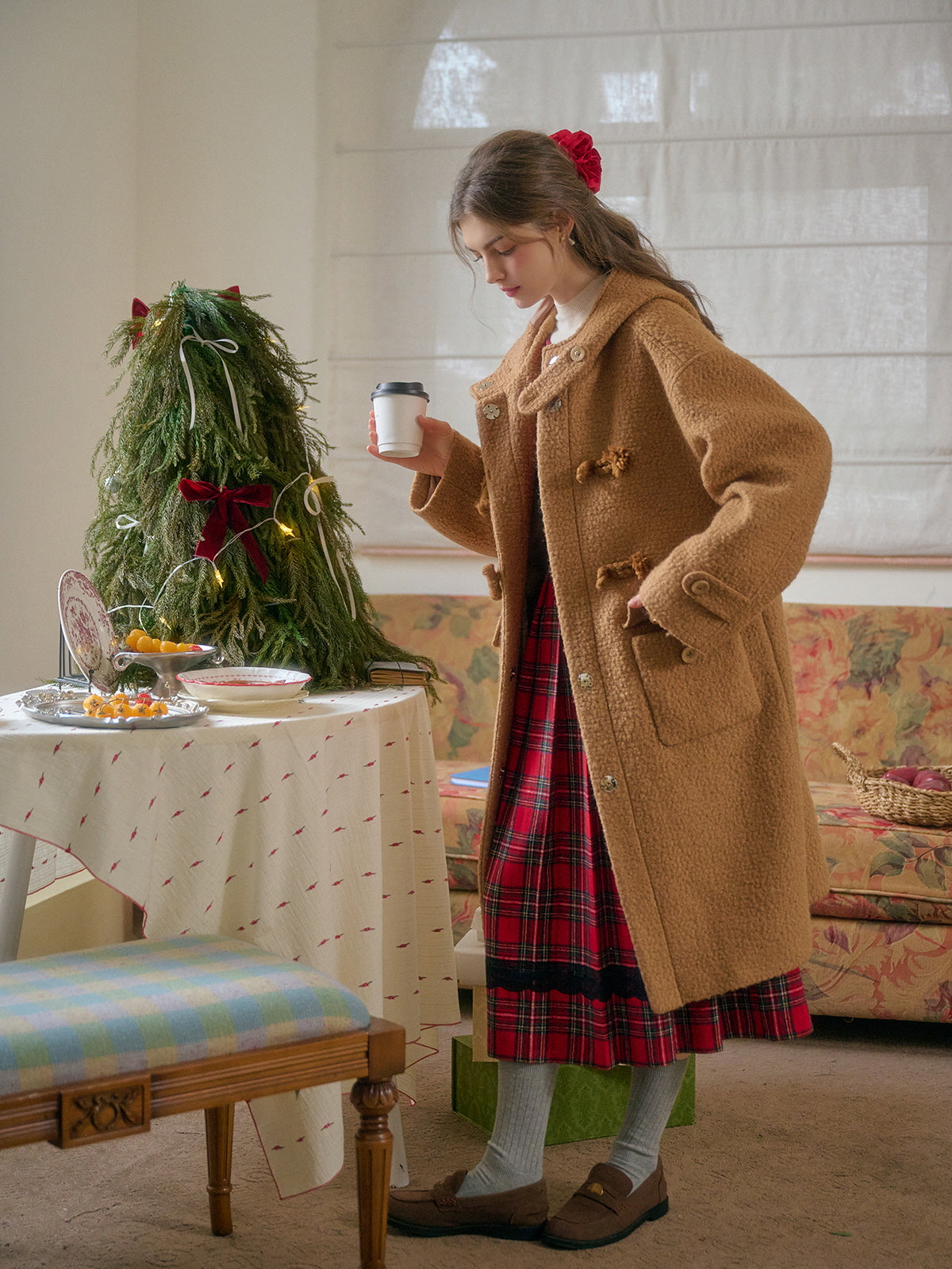 Classic Red Tartan Plaid Sleeveless Dress