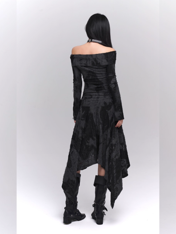 Midnight Velvet Gothic Off-Shoulder Dress
