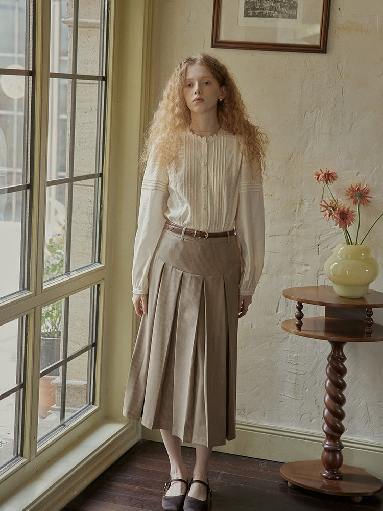 Romantic Vintage Pintuck Lace Blouse