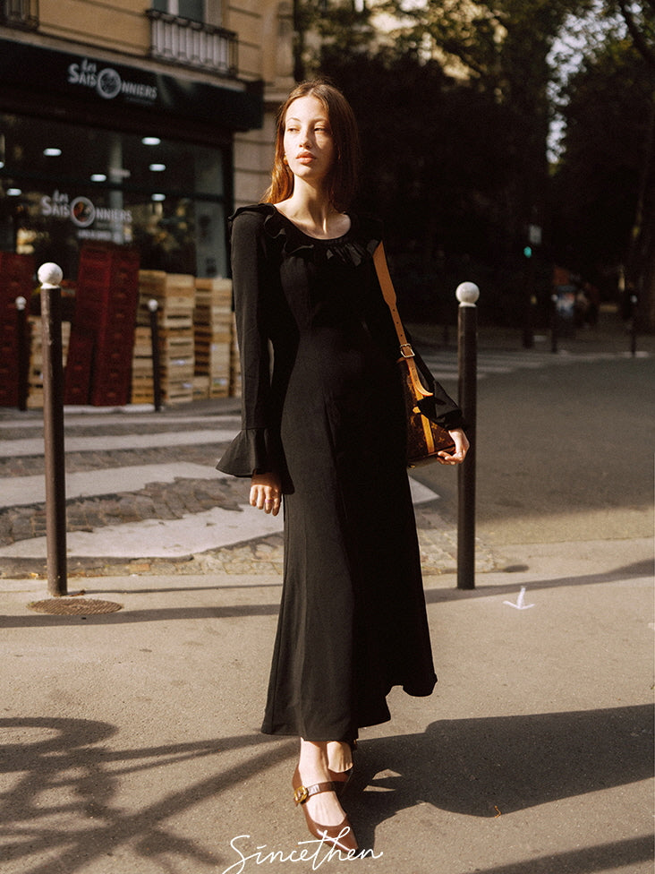 Midnight Ruffle Romance Dress