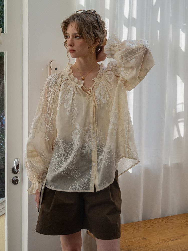Ethereal Embroidered Lace Blouse