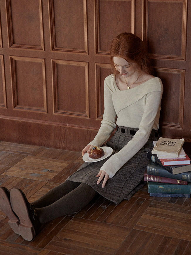 Elegant Off-Shoulder Wool Sweater